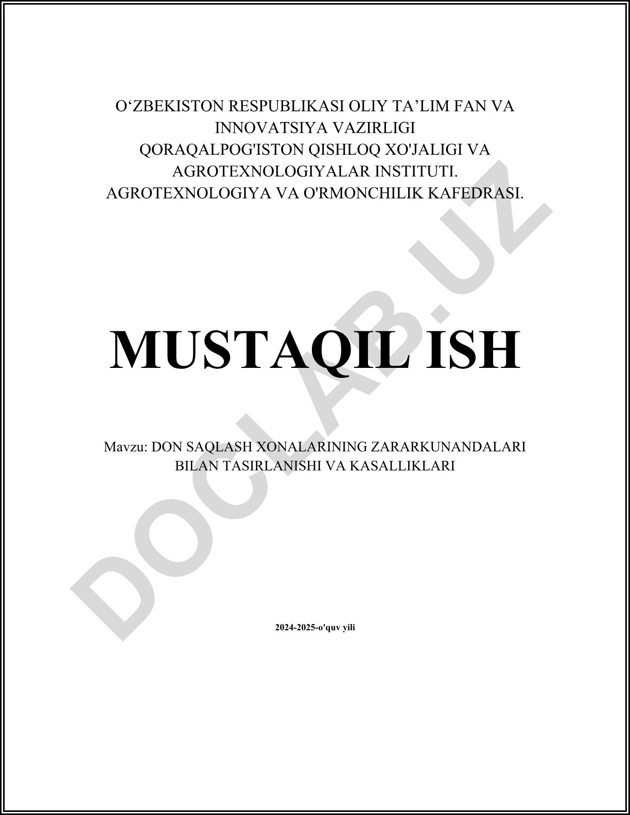 Don saqlash xonalarining zararkunandalari bilan tasirlanishi va kasalliklari