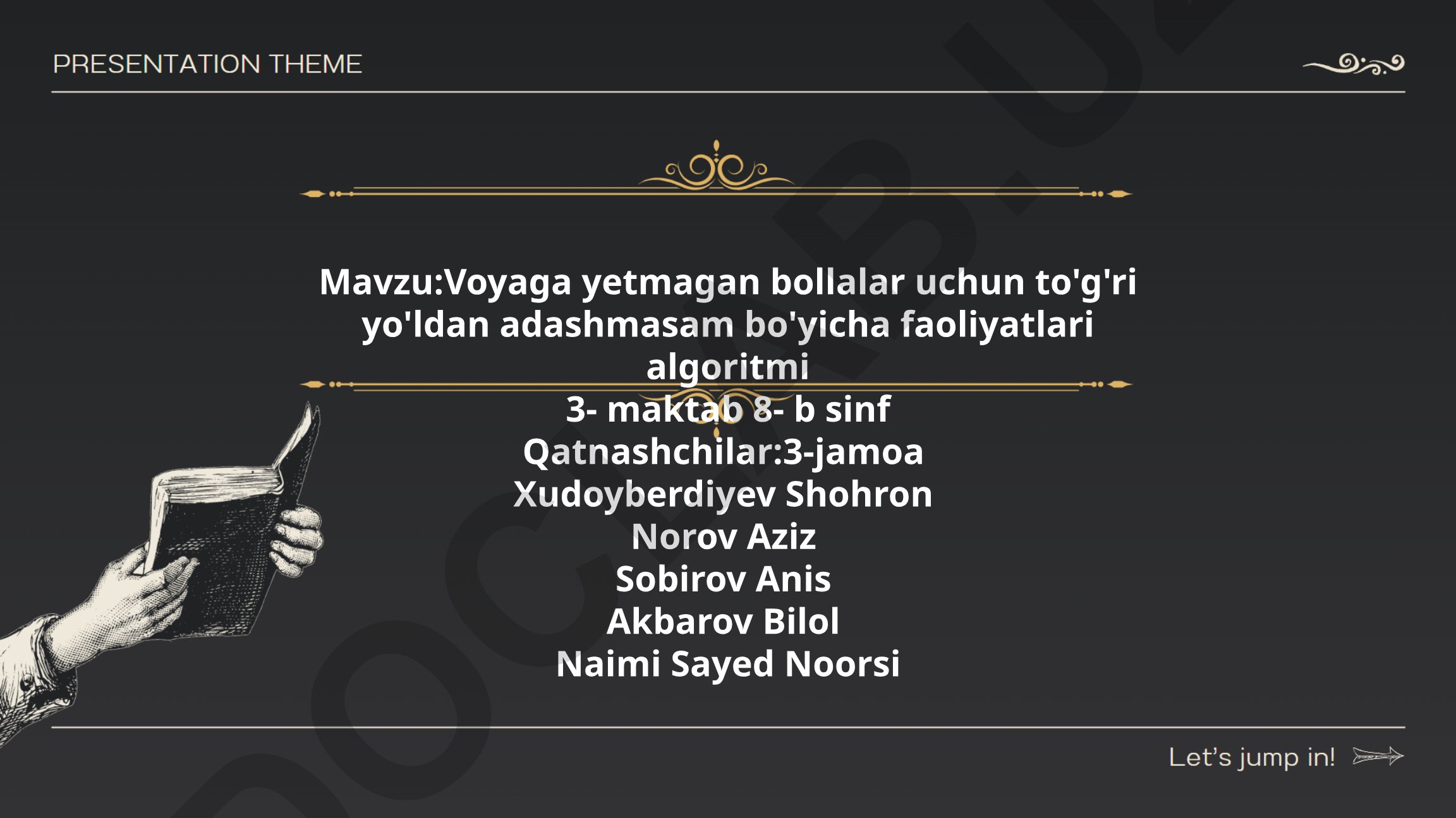Voyaga yetmagan bolalar uchun to'g'ri yo'ldan adashmaslik bo'yicha faoliyatlar algoritmi