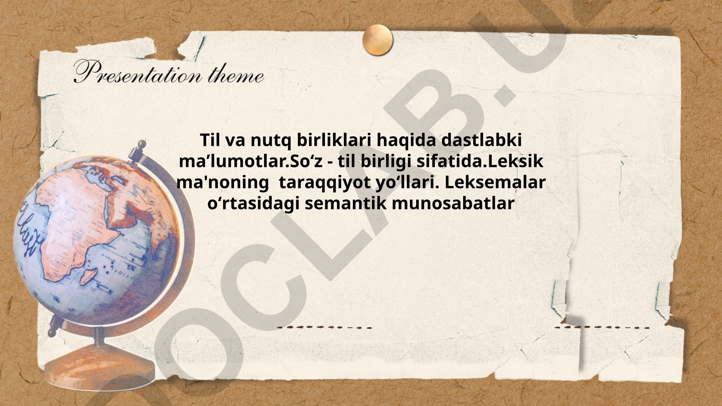 Til va nutq birliklari asoslari