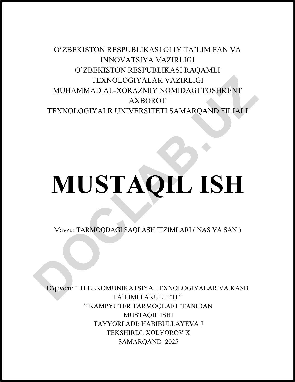 Tarmoqdagi saqlash tizimlari (NAS va SAN)