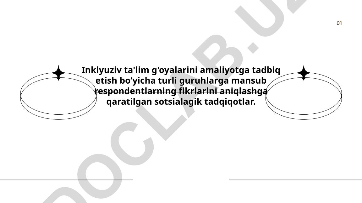 Inklyuziv ta'lim g'oyalarini amaliyotga tadbiq etish bo'yicha sotsiologik tadqiqotlar