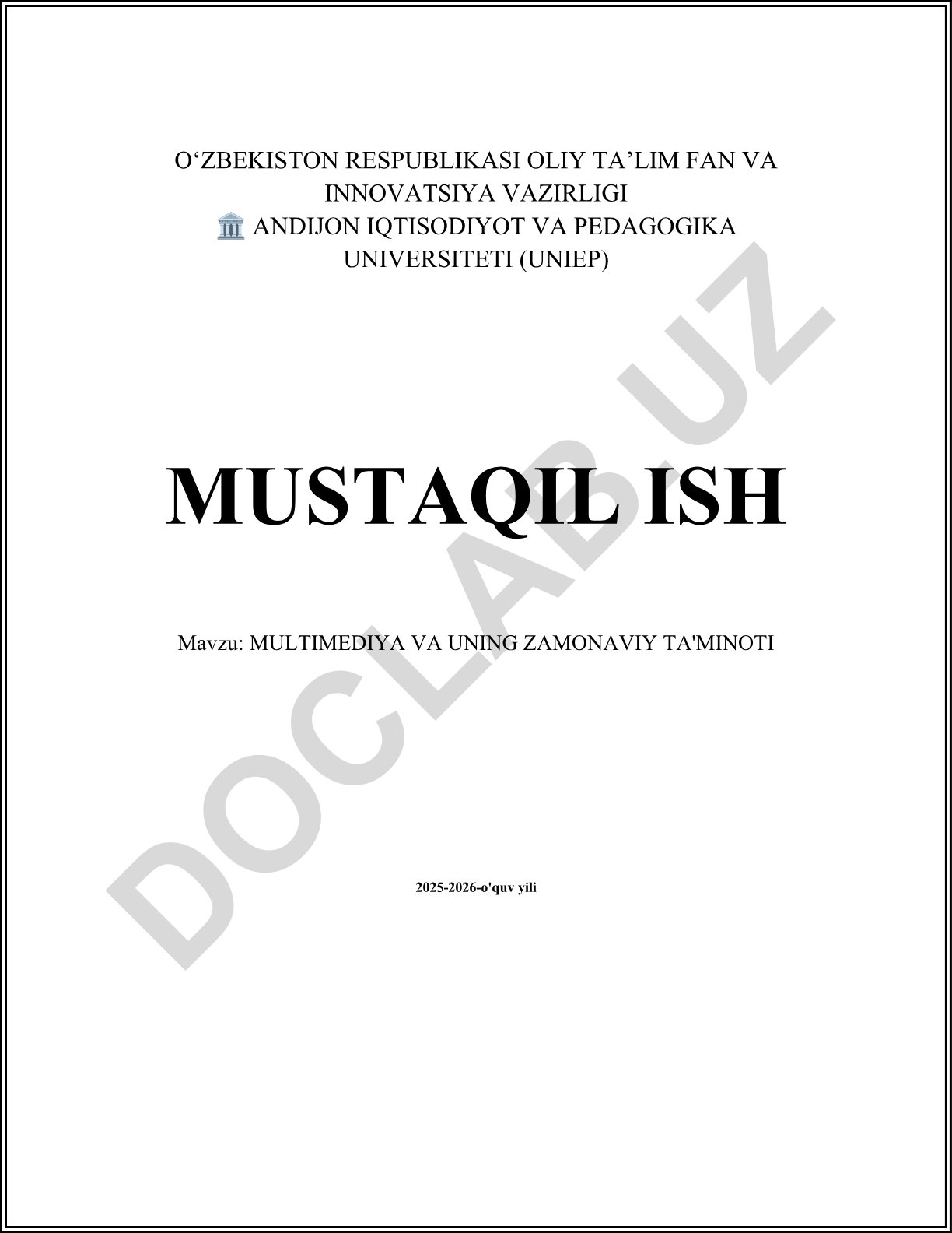 Multimediya va uning zamonaviy ta'minoti