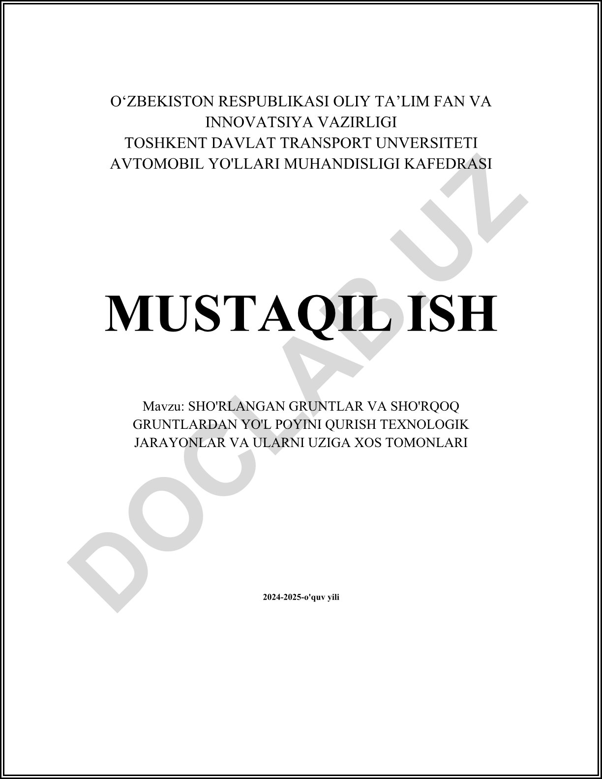 Sho'rlangan gruntlar va sho'rqoq gruntlardan yo'l poyini qurish texnologik jarayonlar