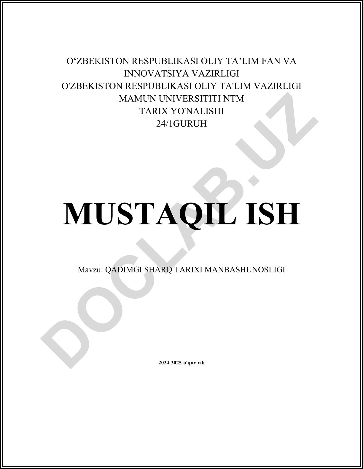 Qadimgi Sharq tarixi manbashunosligi