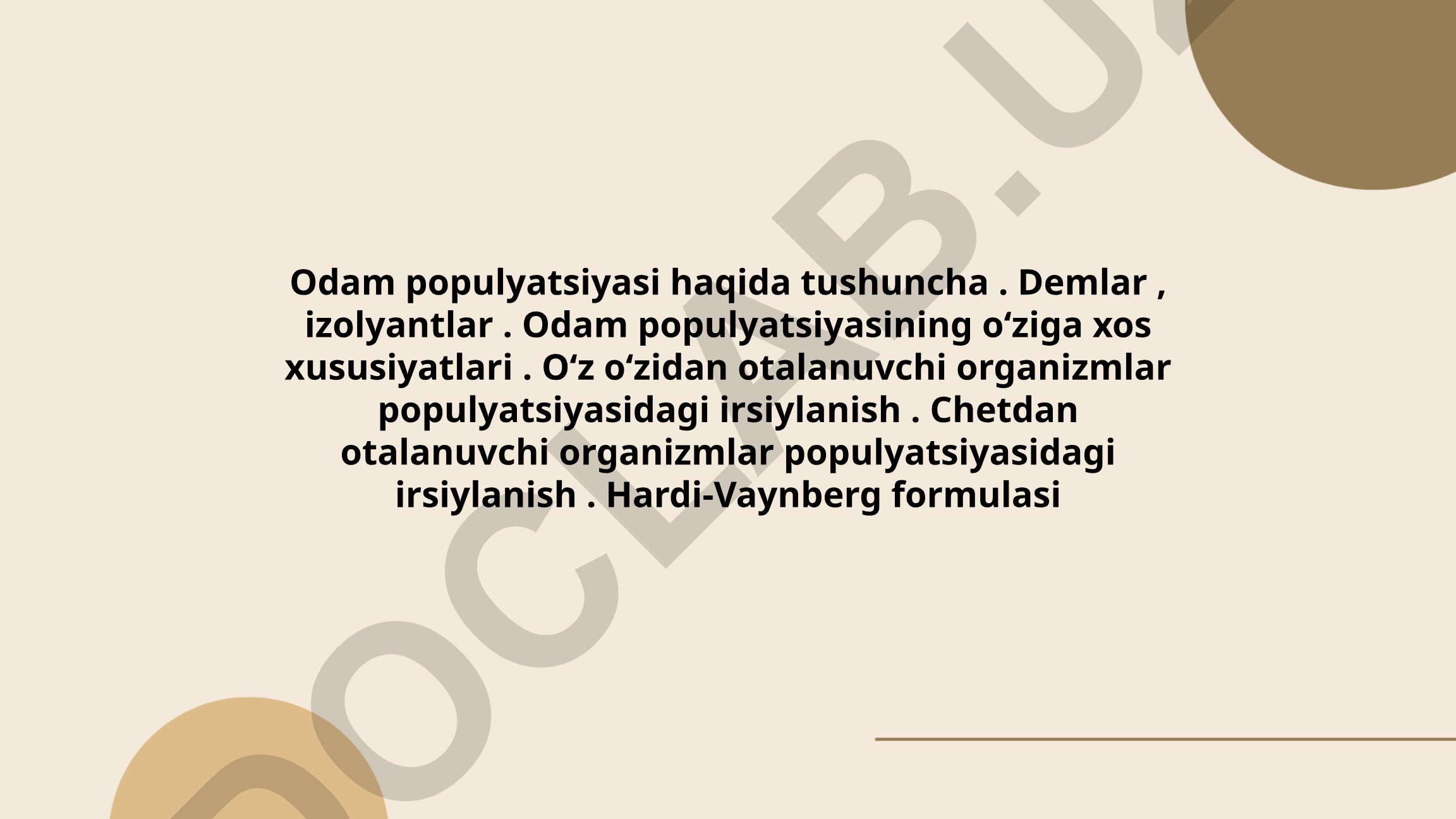 Odam populyatsiyasi va uning asosiy tushunchalari