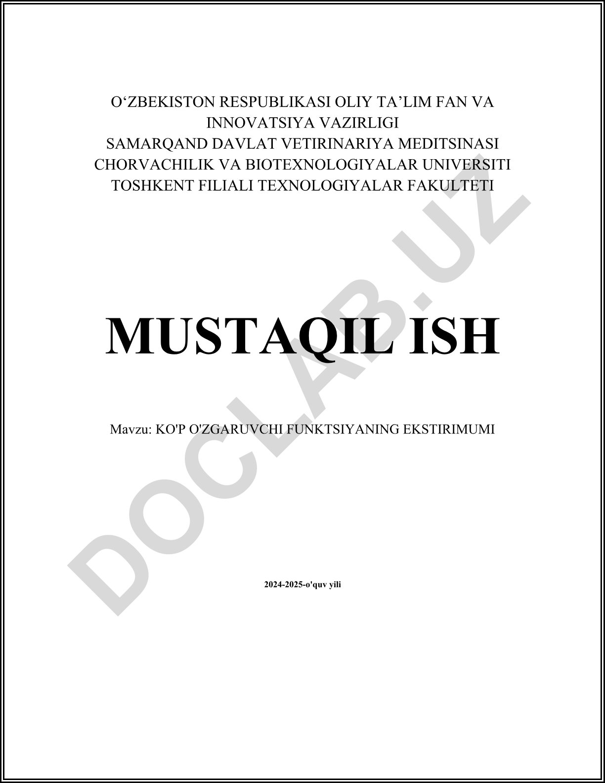Ko'p o'zgaruvchi funksiyaning ekstirimumi
