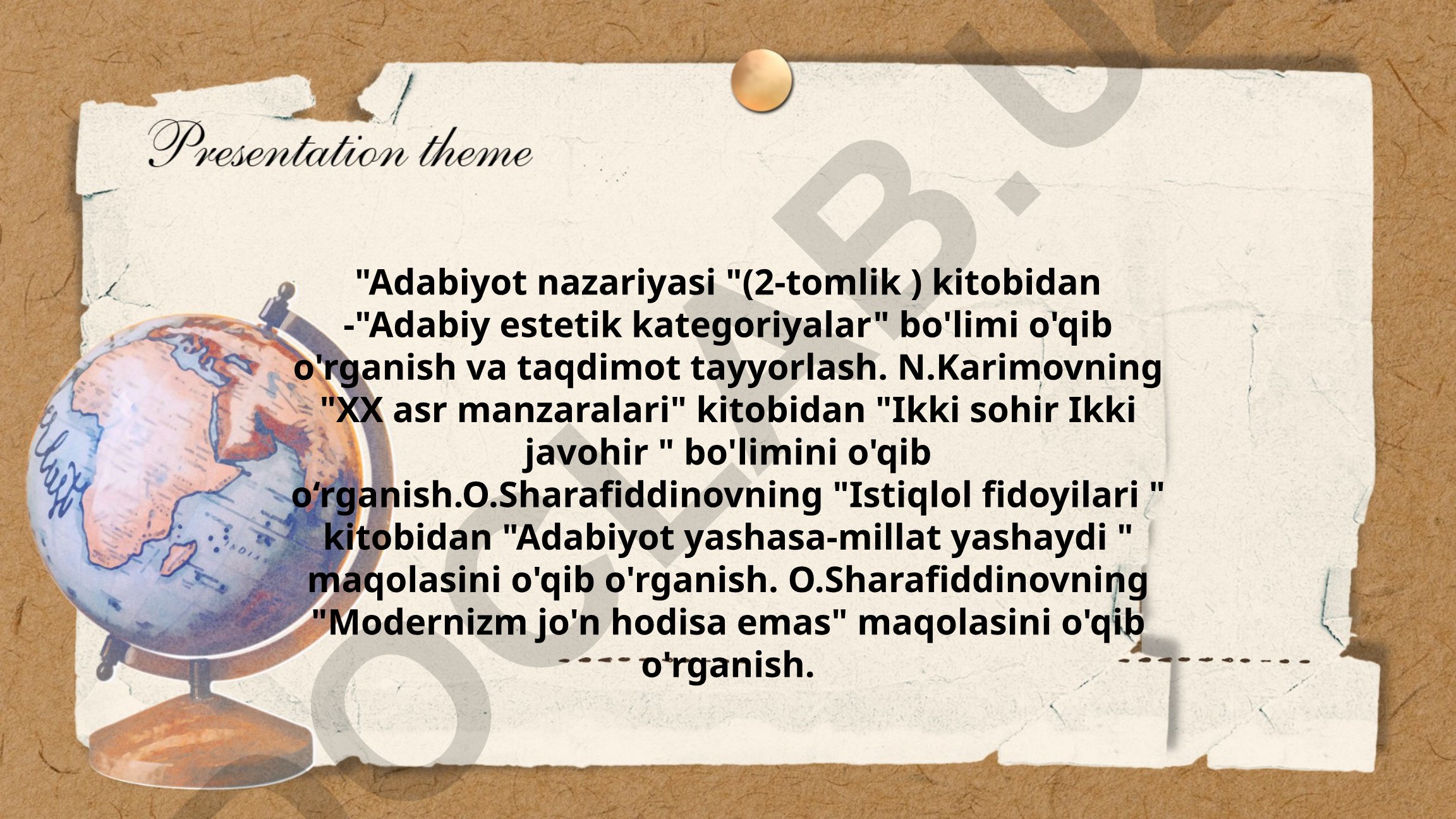 Adabiy estetik kategoriyalar va XX asr adabiyoti