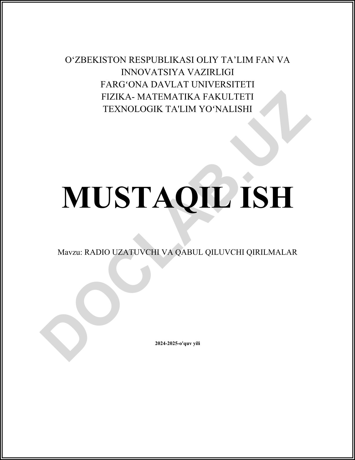 Radio uzatuvchi va qabul qiluvchi qurilmalar