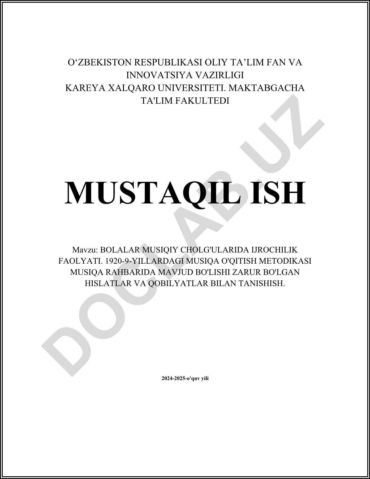 Bolalar musiqiy cholg'ularida ijrochilik faoliyati va musiqa o'qitish metodikasi