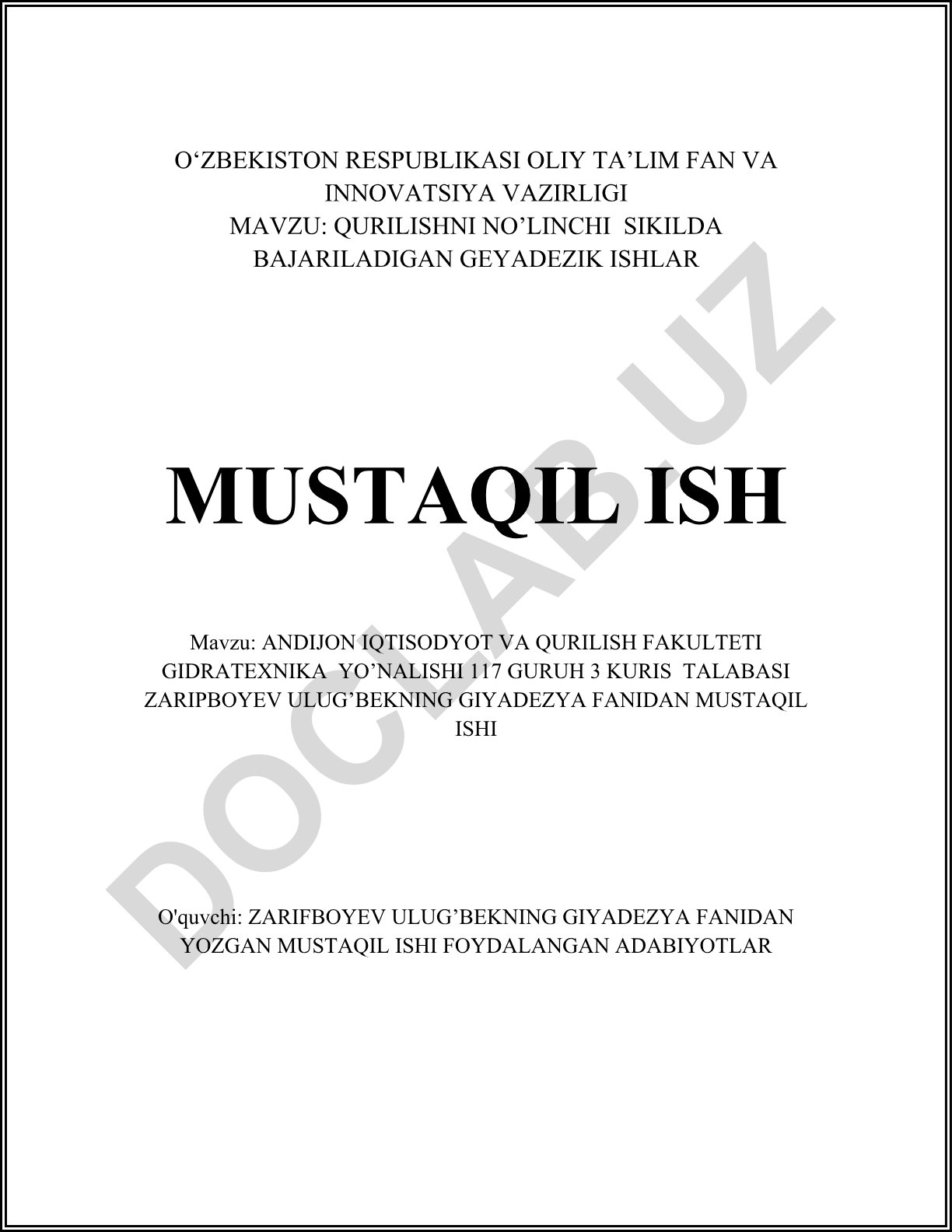 Geodeziya asoslari va yer o'lchash anjomlari