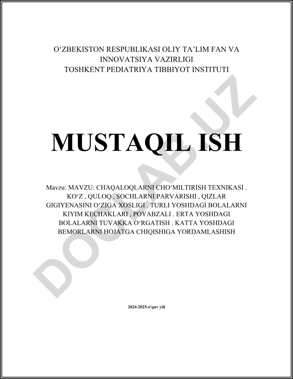 Chaqaloqlarni cho'miltirish texnikasi va bolalar gigiyenasi