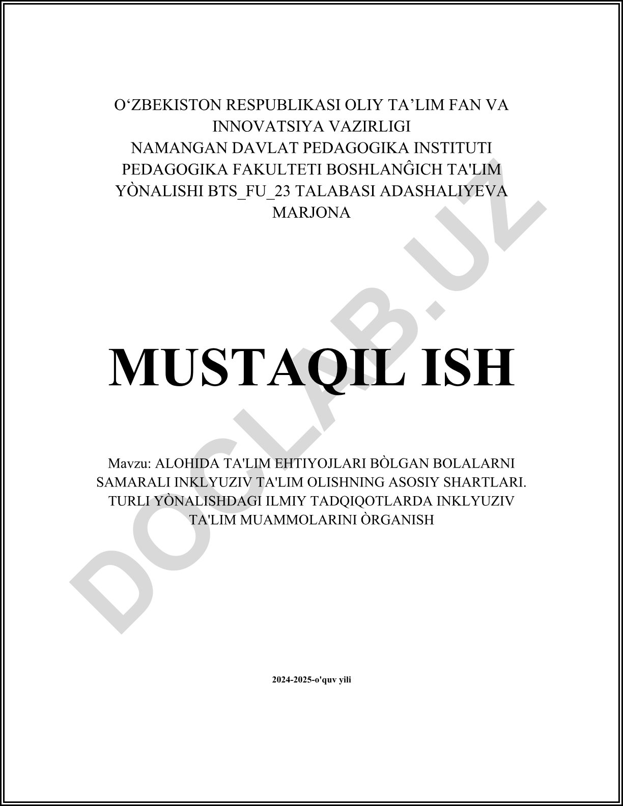 Alohida ta'lim ehtiyojlari bo'lgan bolalarni samarali inklyuziv ta'lim olishning asosiy shartlari