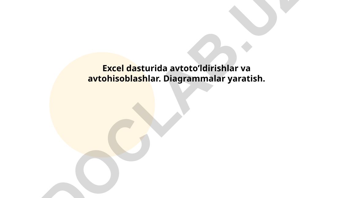 Excel dasturida avtoto'ldirishlar va avtohisoblashlar