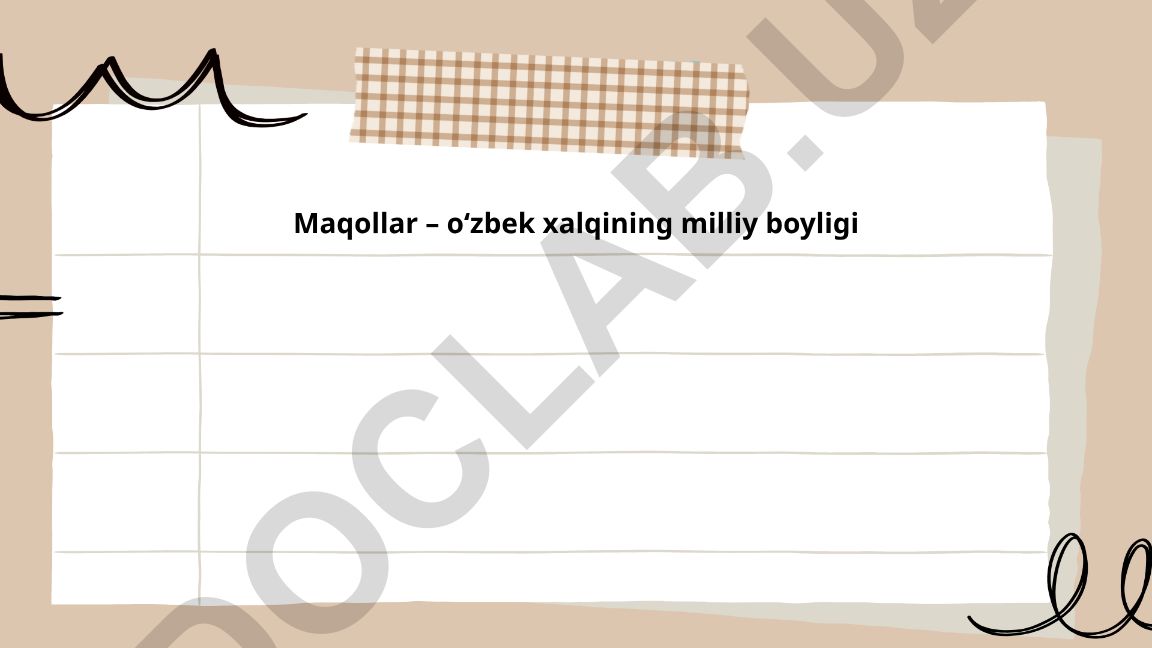 Maqollarning kelib chiqishi, turlari va ma'naviy tarbiyadagi o'rni