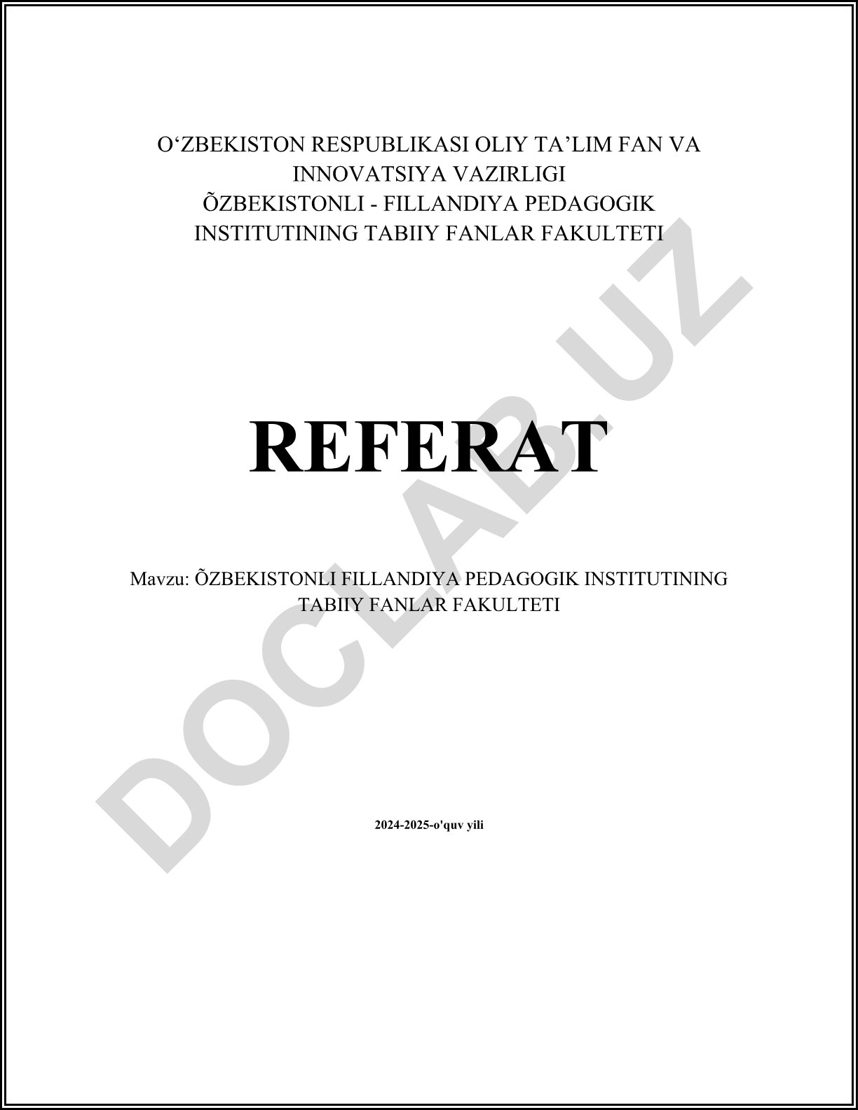 O'zbekistonli - Finlandiya pedagogik institutining tabiiy fanlar fakulteti