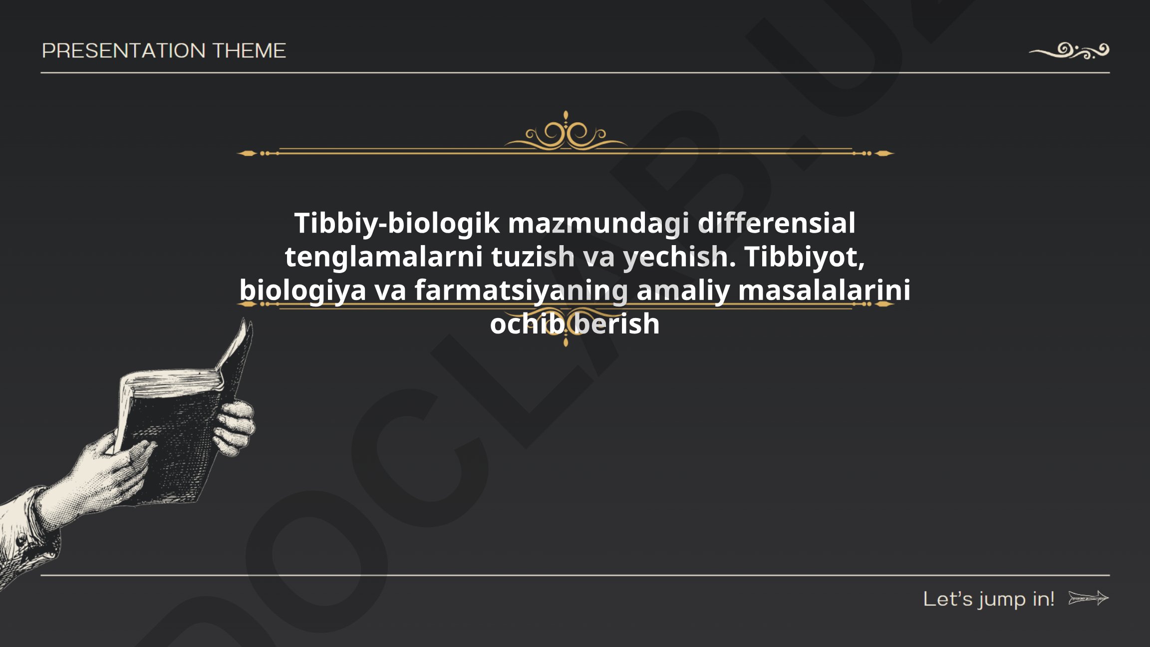 Tibbiy-biologik mazmundagi differensial tenglamalarni tuzish va yechish