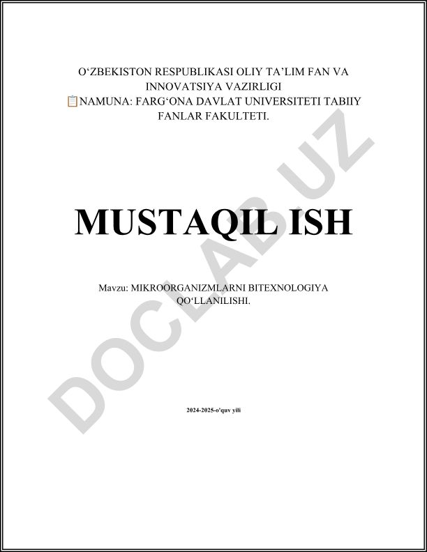 Mikroorganizmlarni biotexnologiya qoʻllanilishi