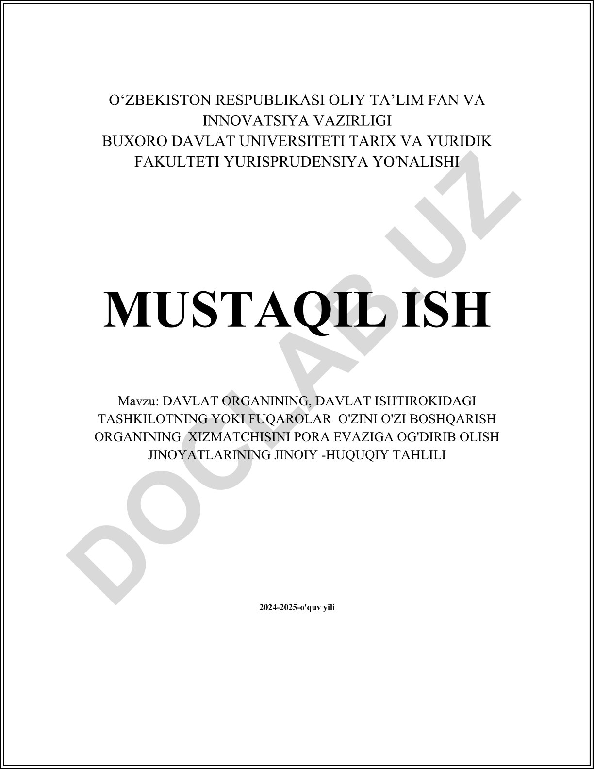 Davlat organi xizmatchisini pora evaziga og'dirib olish jinoyatlarining jinoiy-huquqiy tahlili