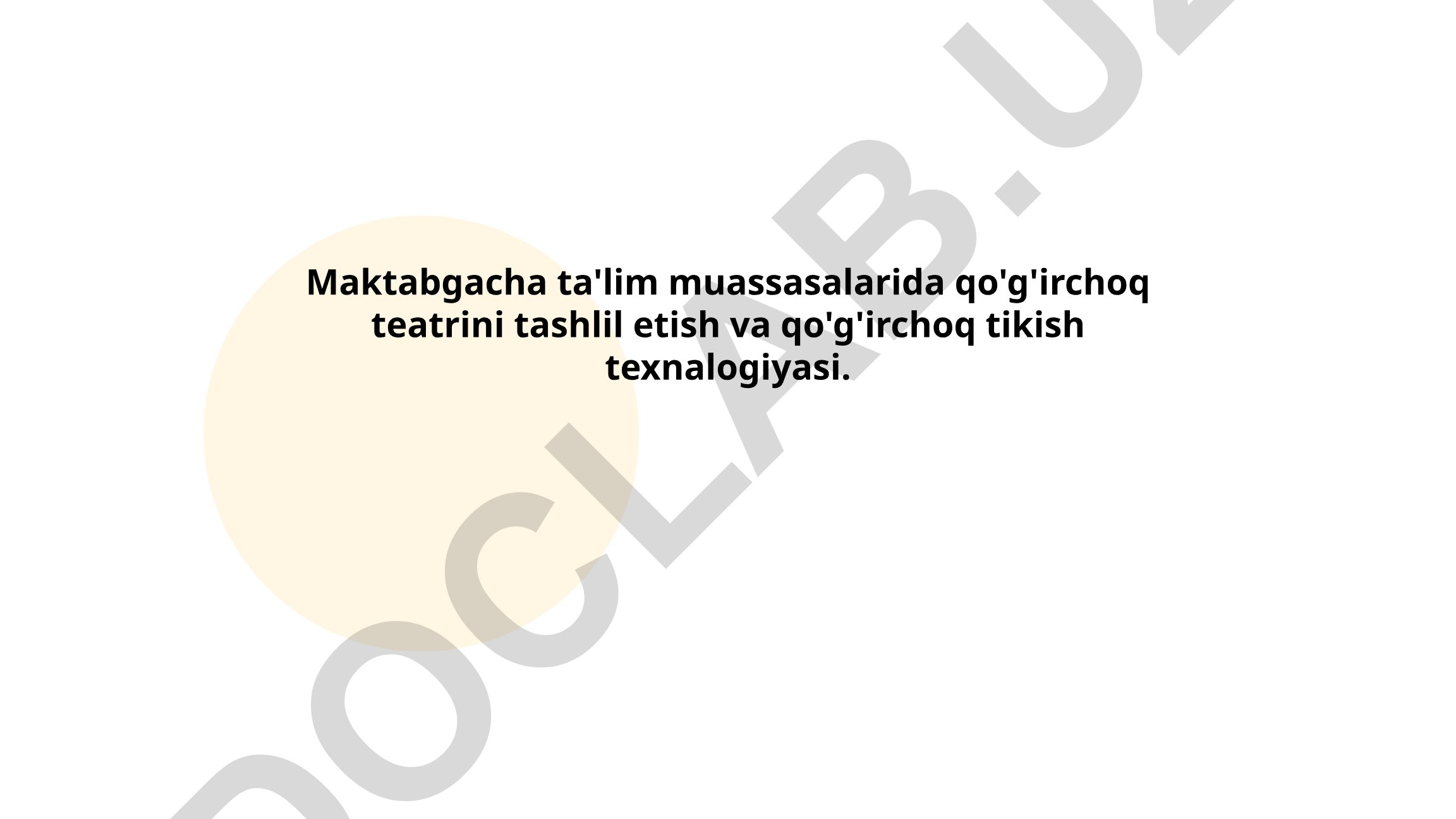 Maktabgacha ta'limda qo'g'irchoq teatrini tashlil etish va qo'g'irchoq tikish texnalogiyasi