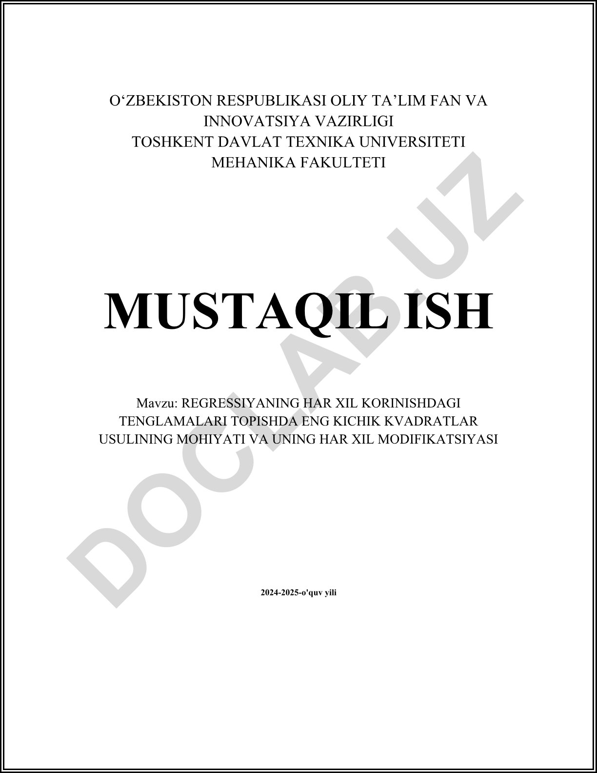 Regressiyaning har xil ko'rinishdagi tenglamalari topishda eng kichik kvadratlar usulining mohiyati va uning har xil modifikatsiyasi