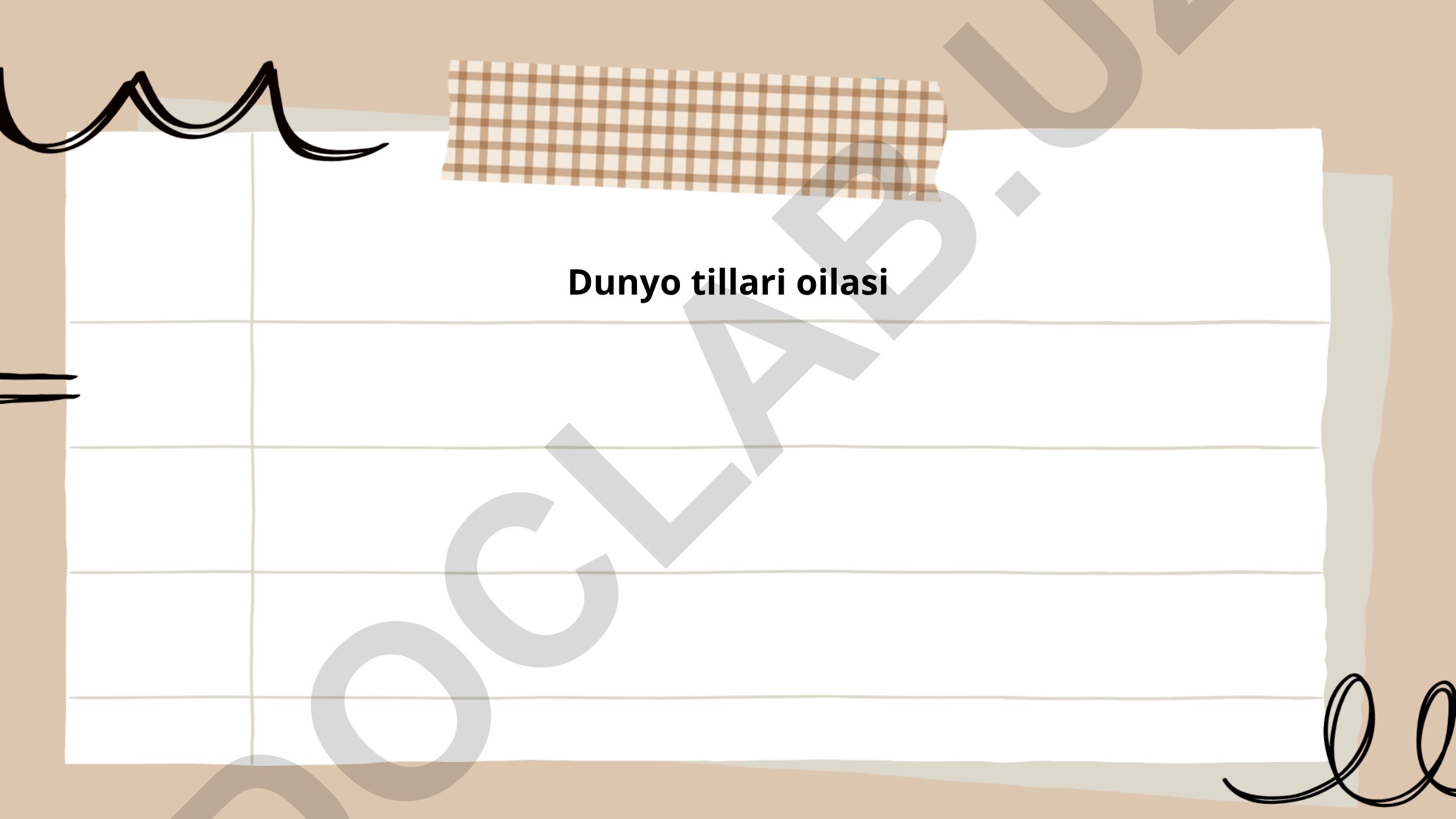 Dunyo tillari oilasi va ularning tasnifi