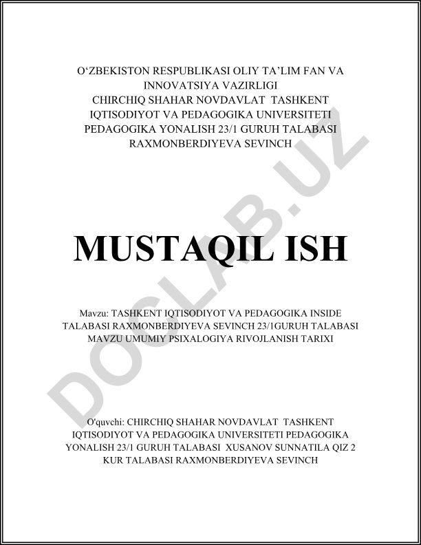 Umumiy psixologiya rivojlanish tarixi