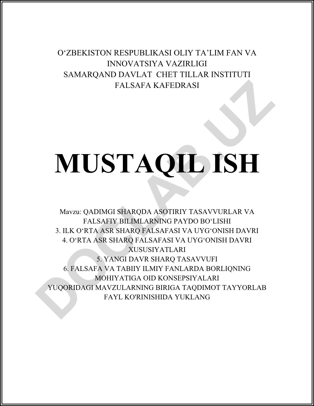 Qadimgi Sharqda asotiriy tasavvurlar va falsafiy bilimlarning paydo bo‘lishi