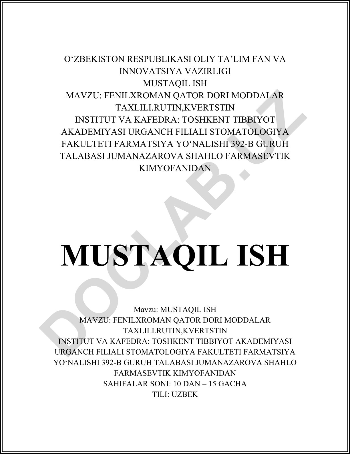 Fenilxroman qatori dori moddalar tahlili: Rutin, Kvertsetin
