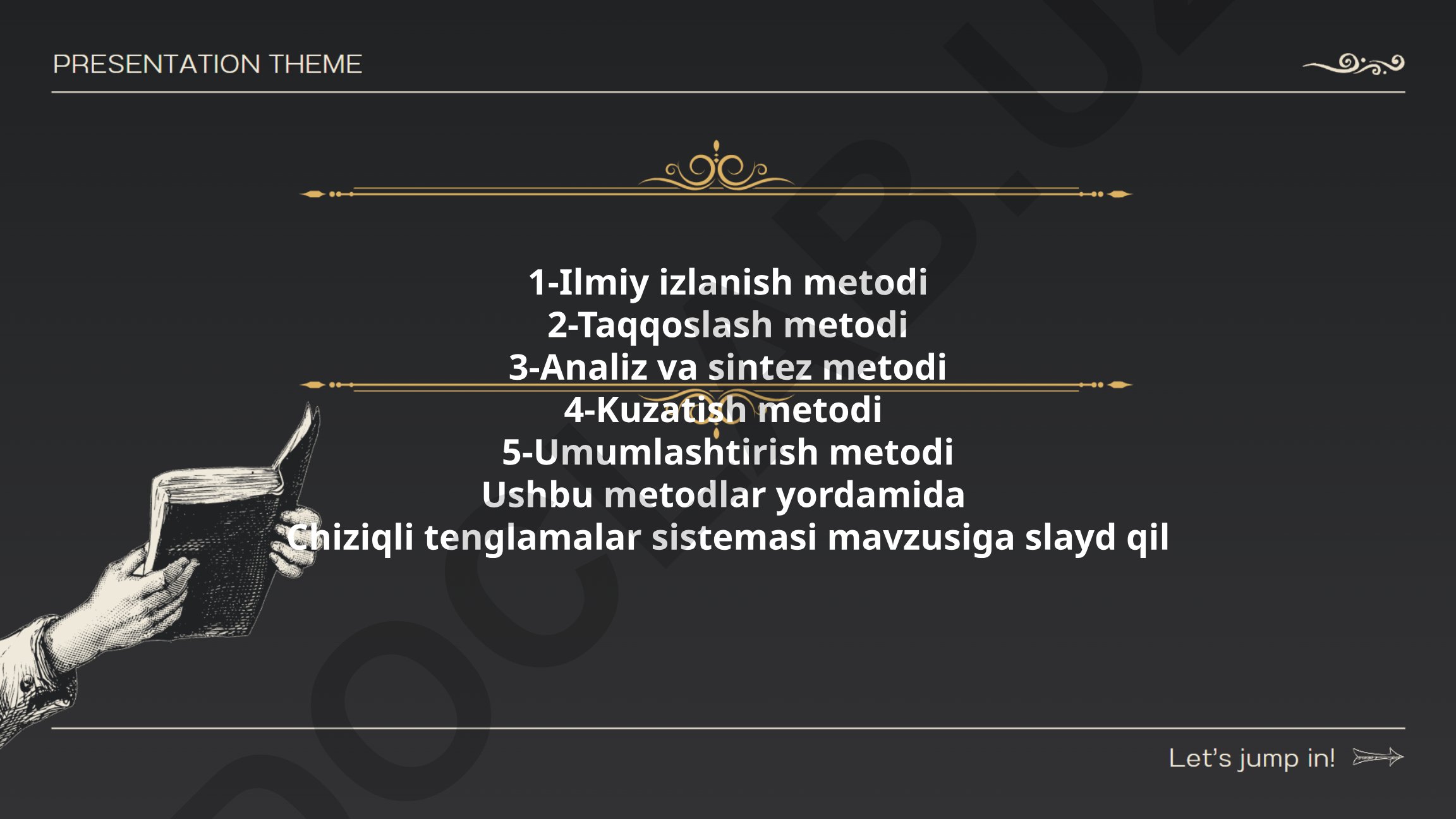 Chiziqli tenglamalar sistemasi mavzusiga slayd