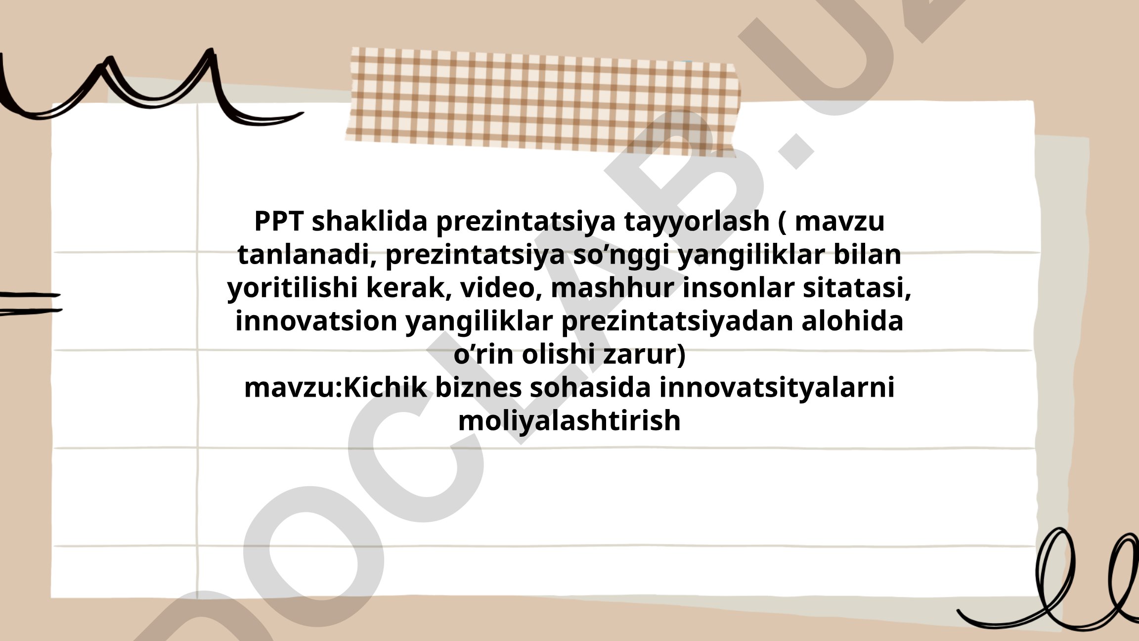 Kichik biznes sohasida innovatsiyalarni moliyalashtirish