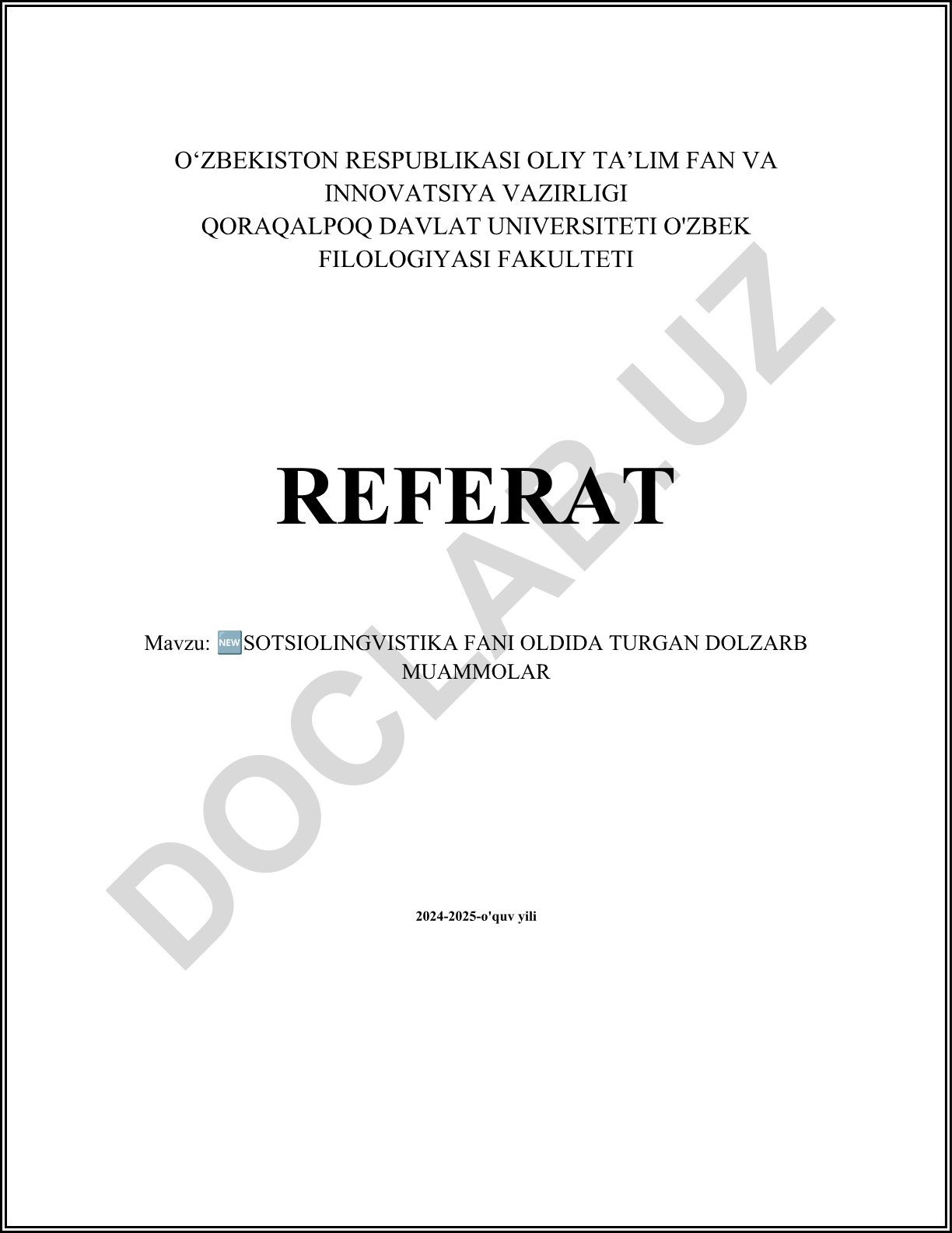 Sotsiolingvistika fani oldida turgan dolzarb muammolar