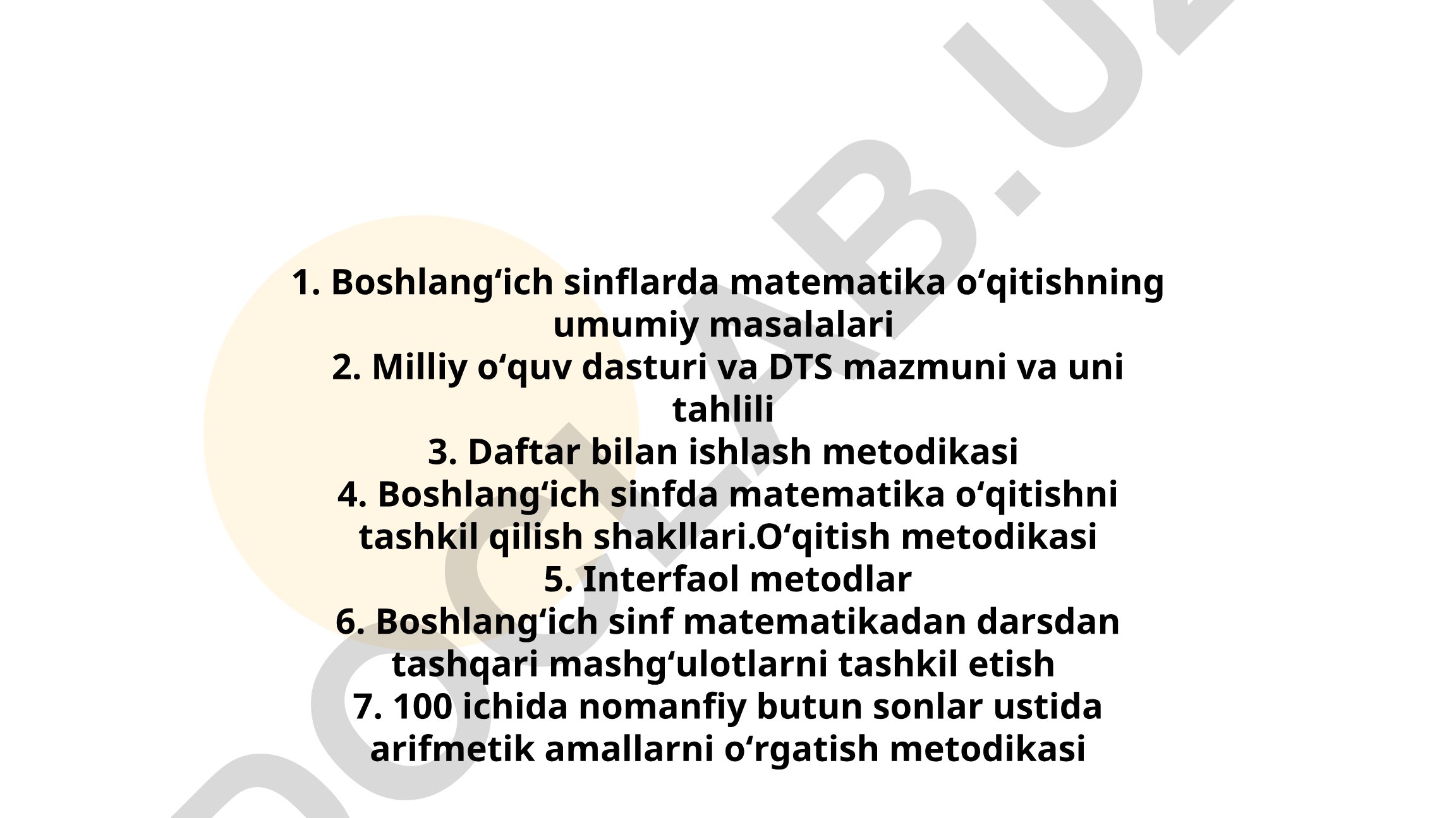 Boshlangʻich sinflarda matematika oʻqitish metodikasi