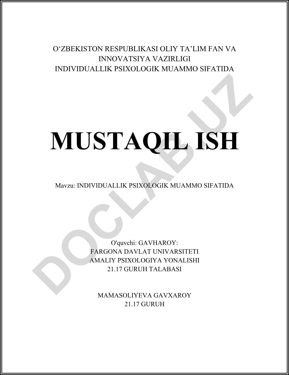 Individuallik psixologik muammo sifatida
