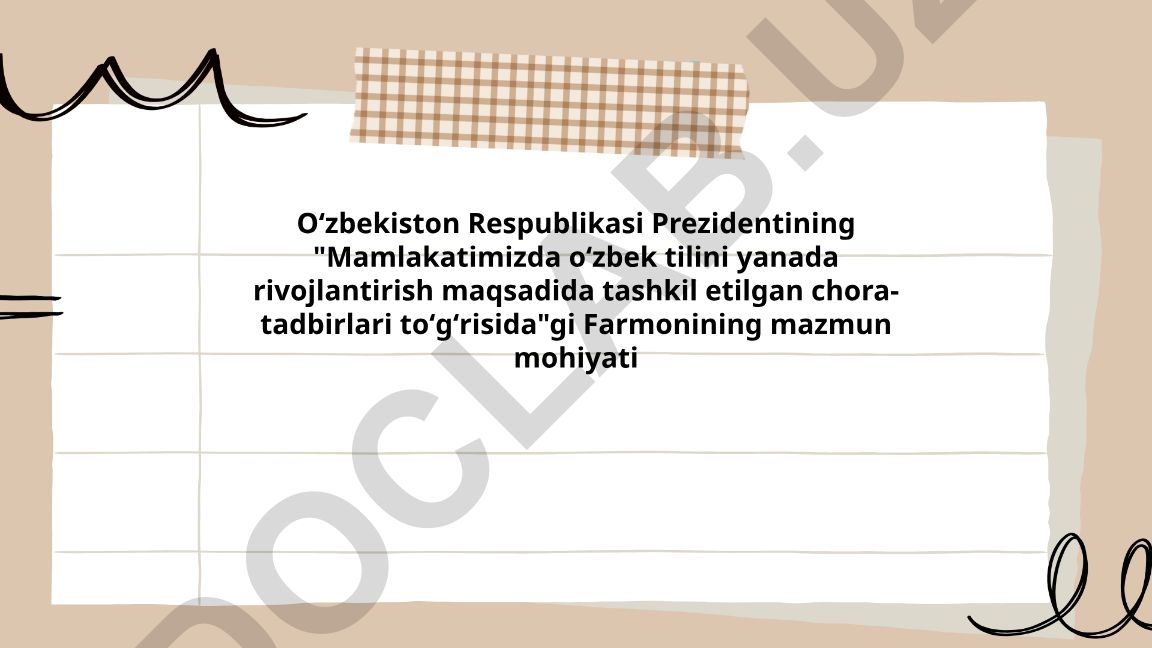 O'zbek tilini rivojlantirish chora-tadbirlari