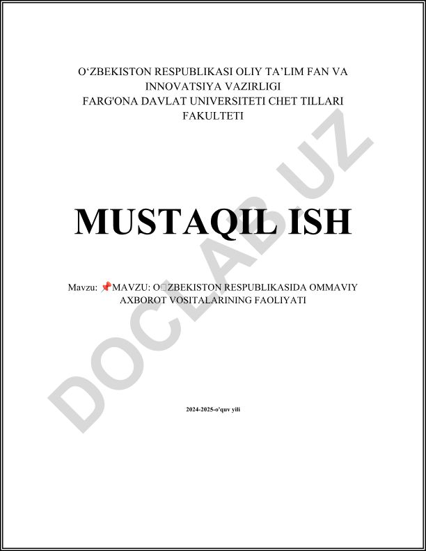 Oʻzbekiston Respublikasida ommaviy axborot vositalarining faoliyati