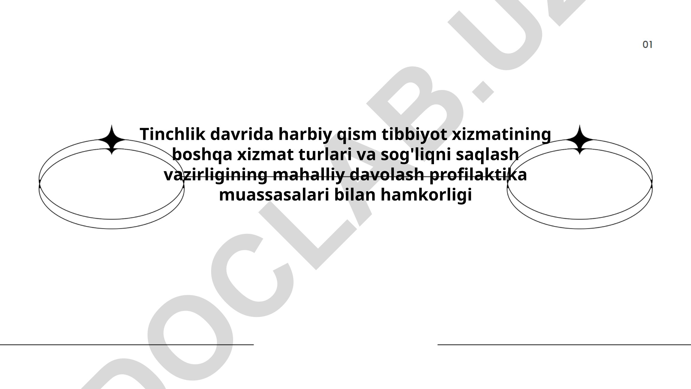 Tinchlik davrida harbiy qism tibbiyot xizmatining boshqa xizmat turlari va sog'liqni saqlash vazirligining mahalliy davolash profilaktika muassasalari bilan hamkorligi