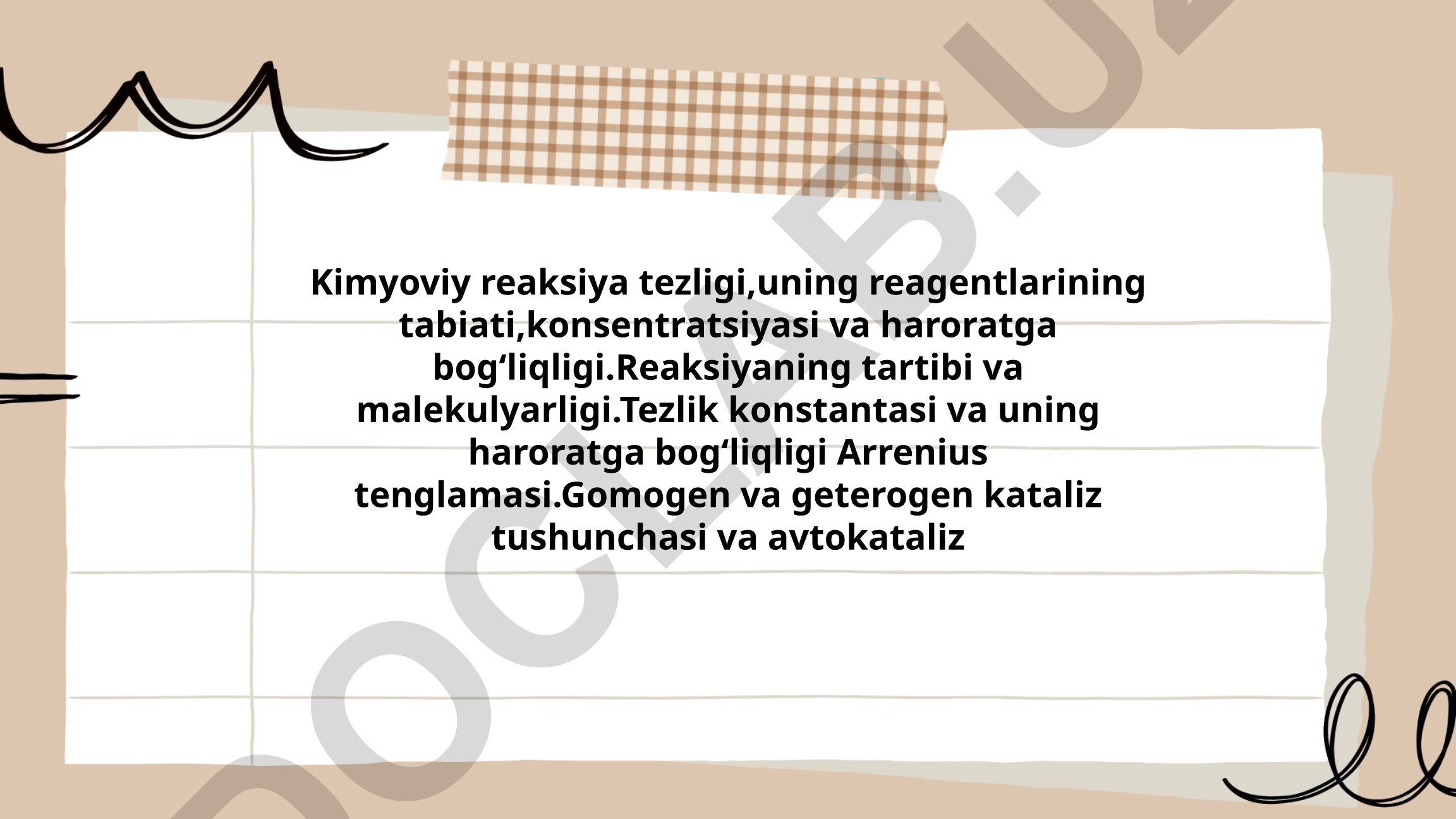 Kimyoviy reaksiya tezligi va uning omillari