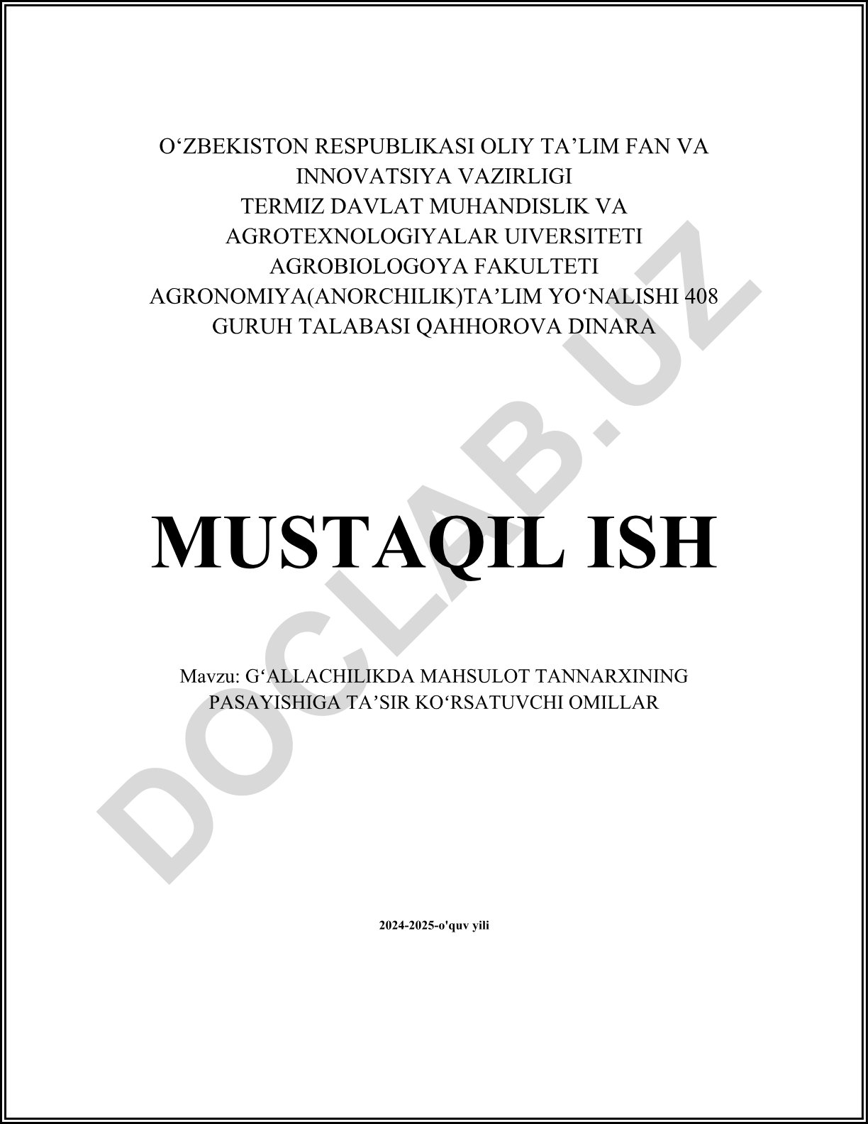 Gʻallachilikda mahsulot tannarxining pasayishiga taʼsir koʻrsatuvchi omillar