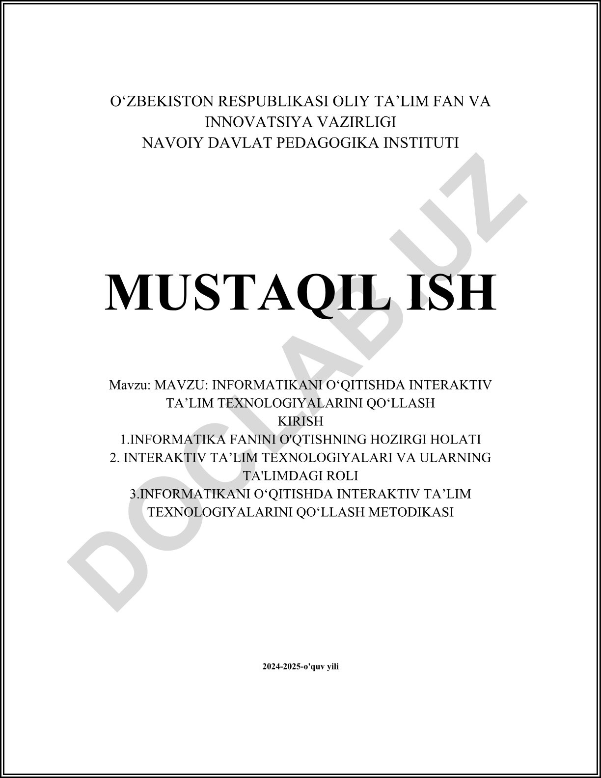 Informatikani o‘qitishda interaktiv ta’lim texnologiyalarini qo‘llash