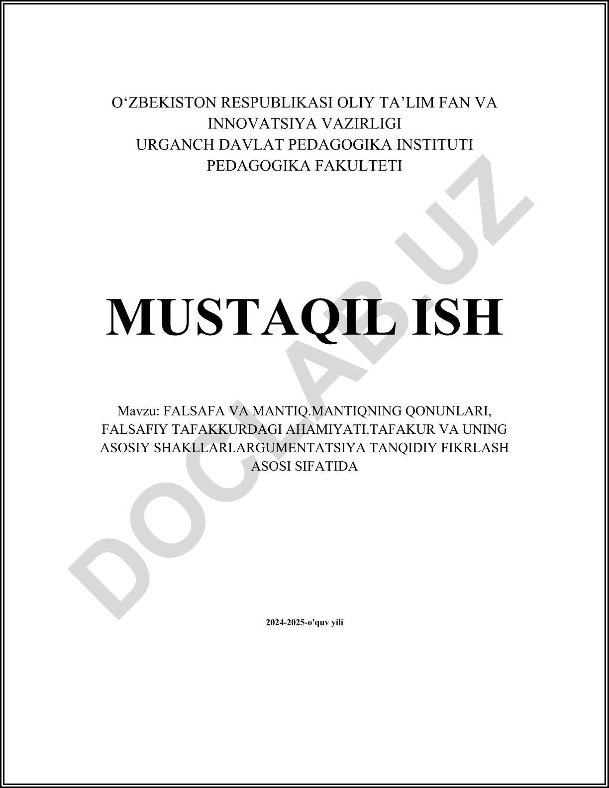 Falsafa va mantiqning o'zaro aloqasi, mantiq qonunlari va tafakkur shakllari
