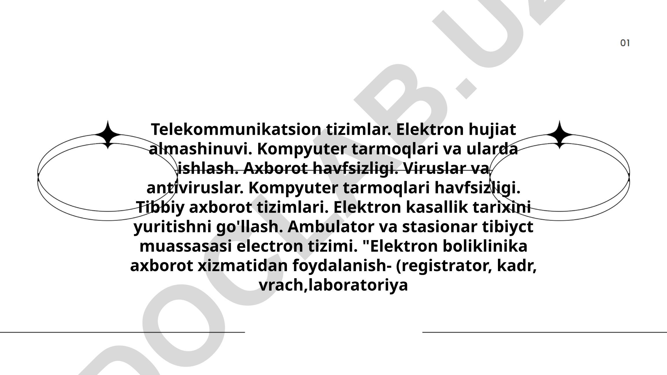 Telekommunikatsion tizimlar va tibbiy axborot tizimlari