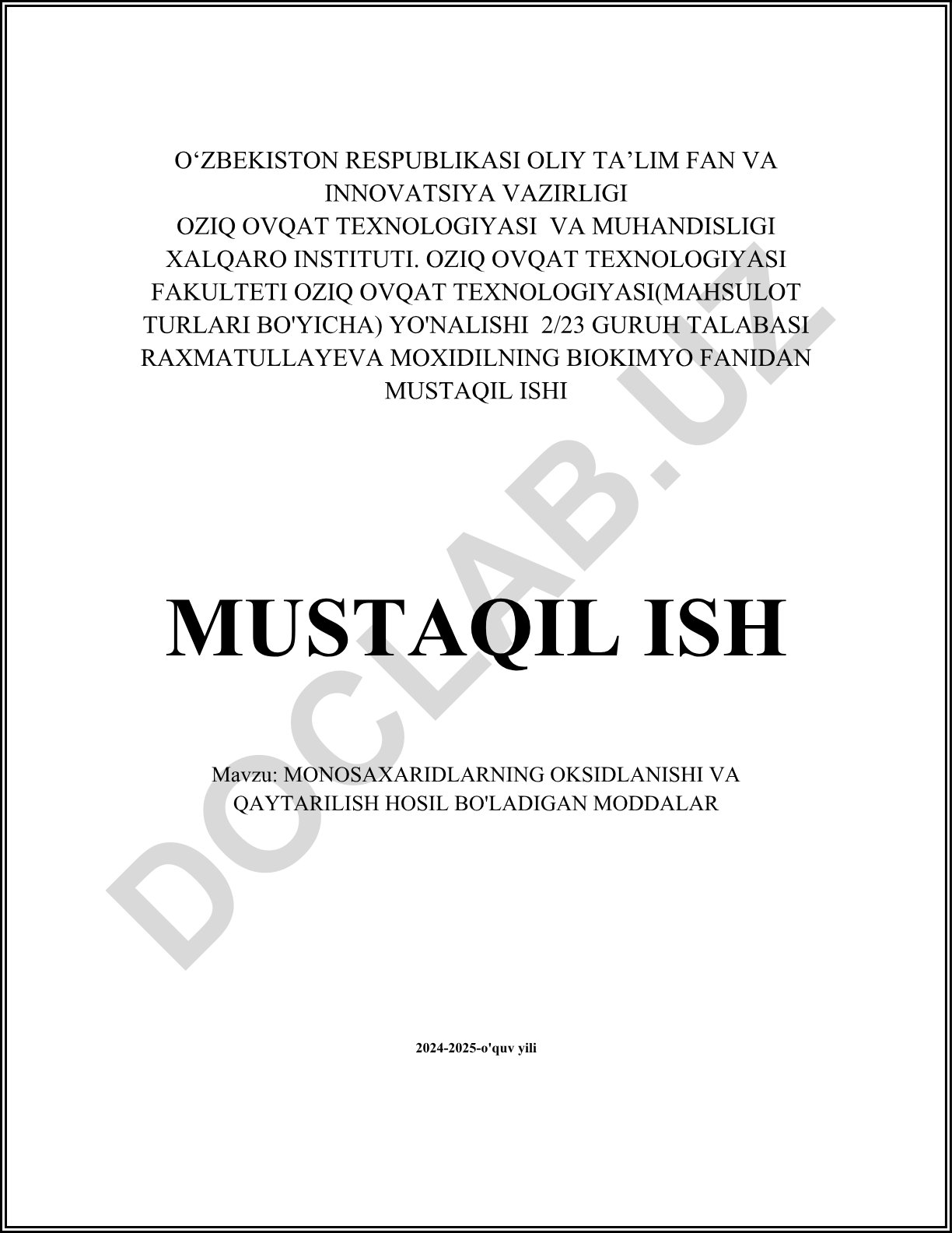 Monosaxaridlarning oksidlanishi va qaytarilish hosil bo'ladigan moddalar