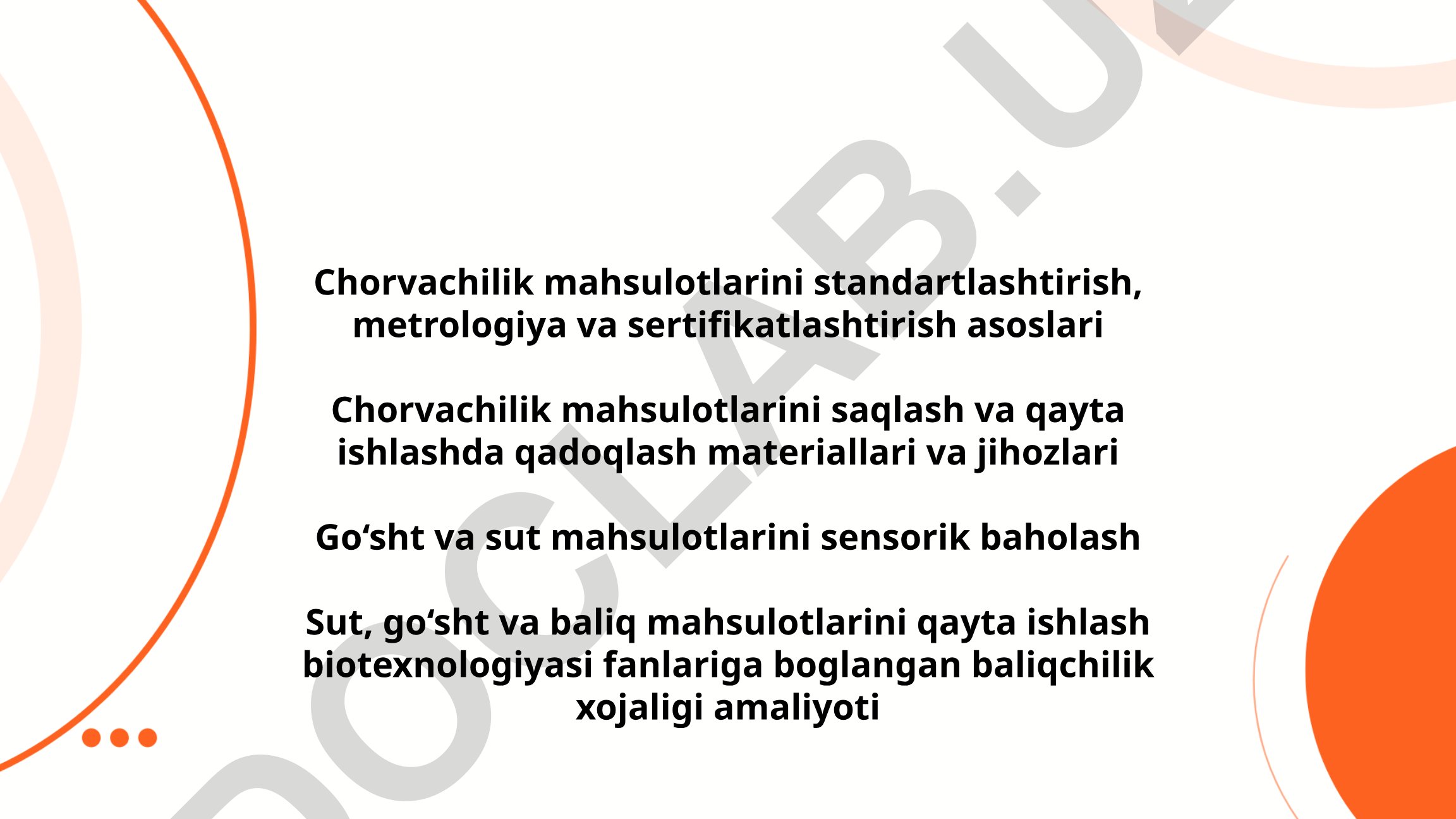 Chorvachilik mahsulotlarini standartlashtirish, metrologiya va sertifikatlashtirish asoslari