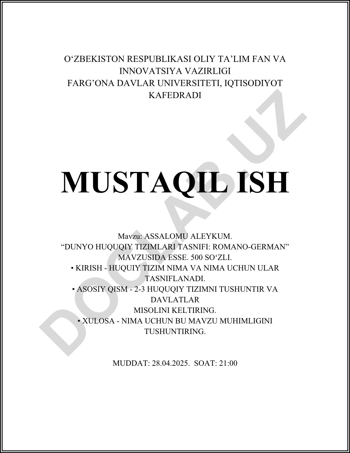 Dunyo huquqiy tizimlari tasnifi: Romano-german