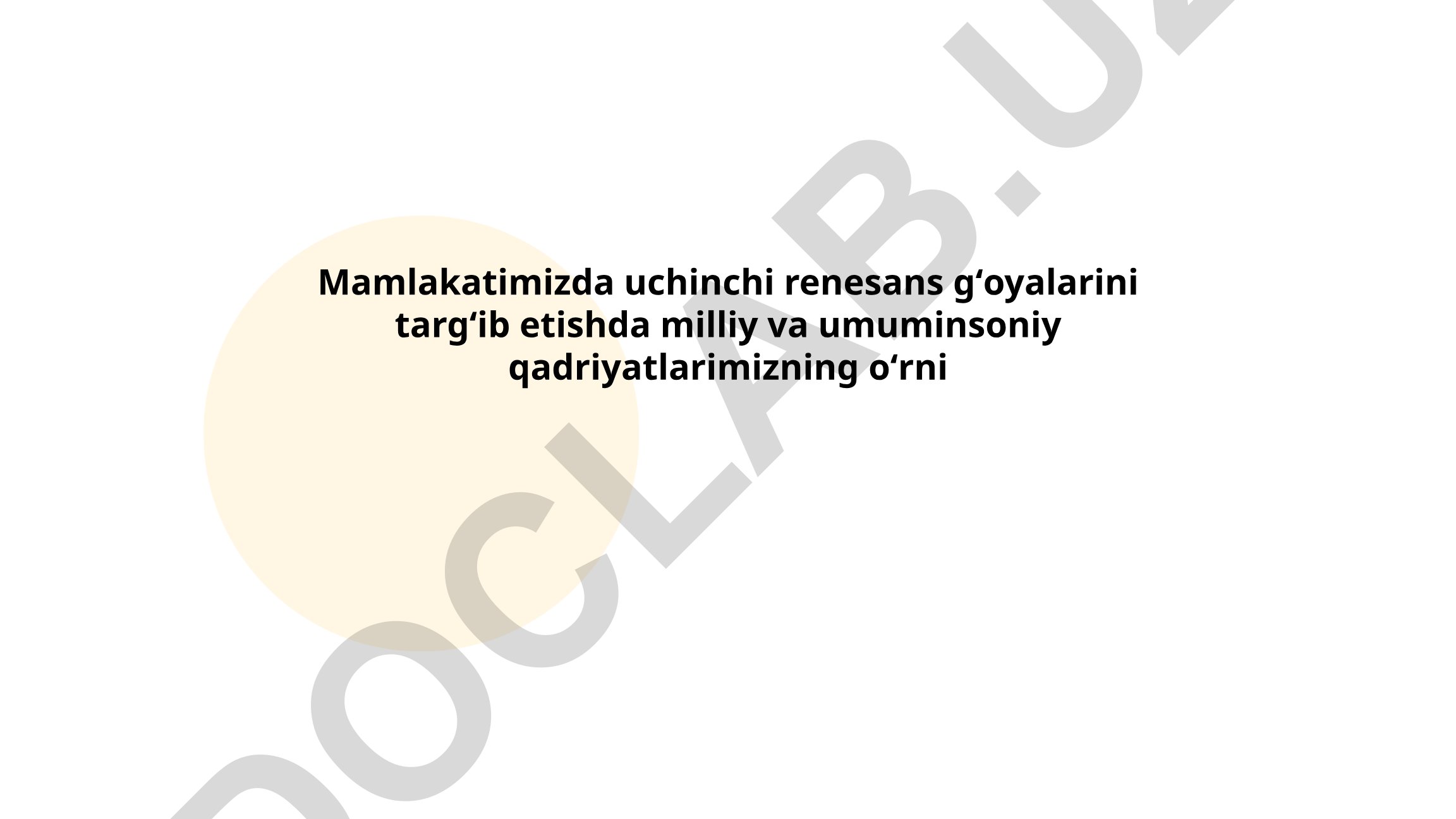 Uchinchi renessans va milliy qadriyatlar