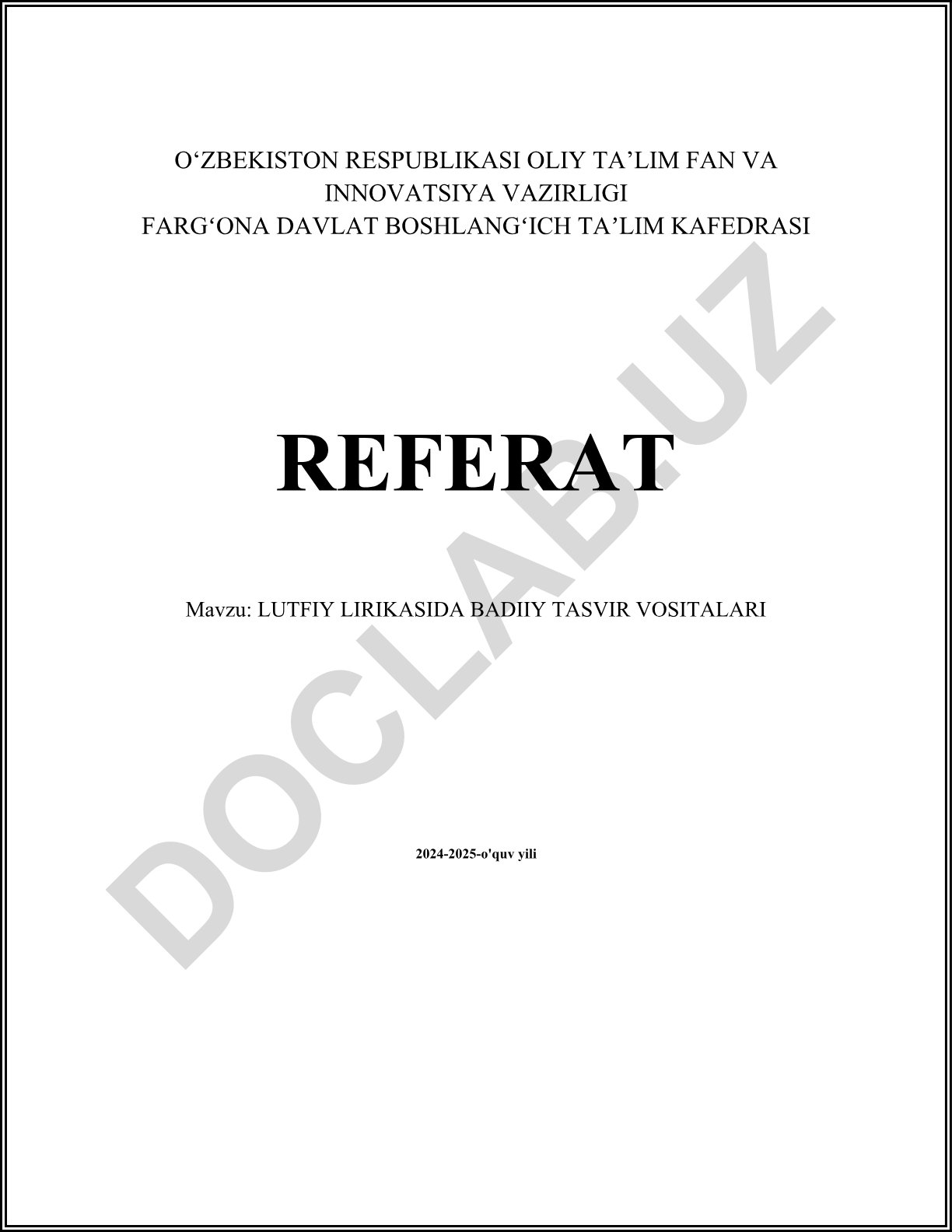 Lutfiy lirikasida badiiy tasvir vositalari