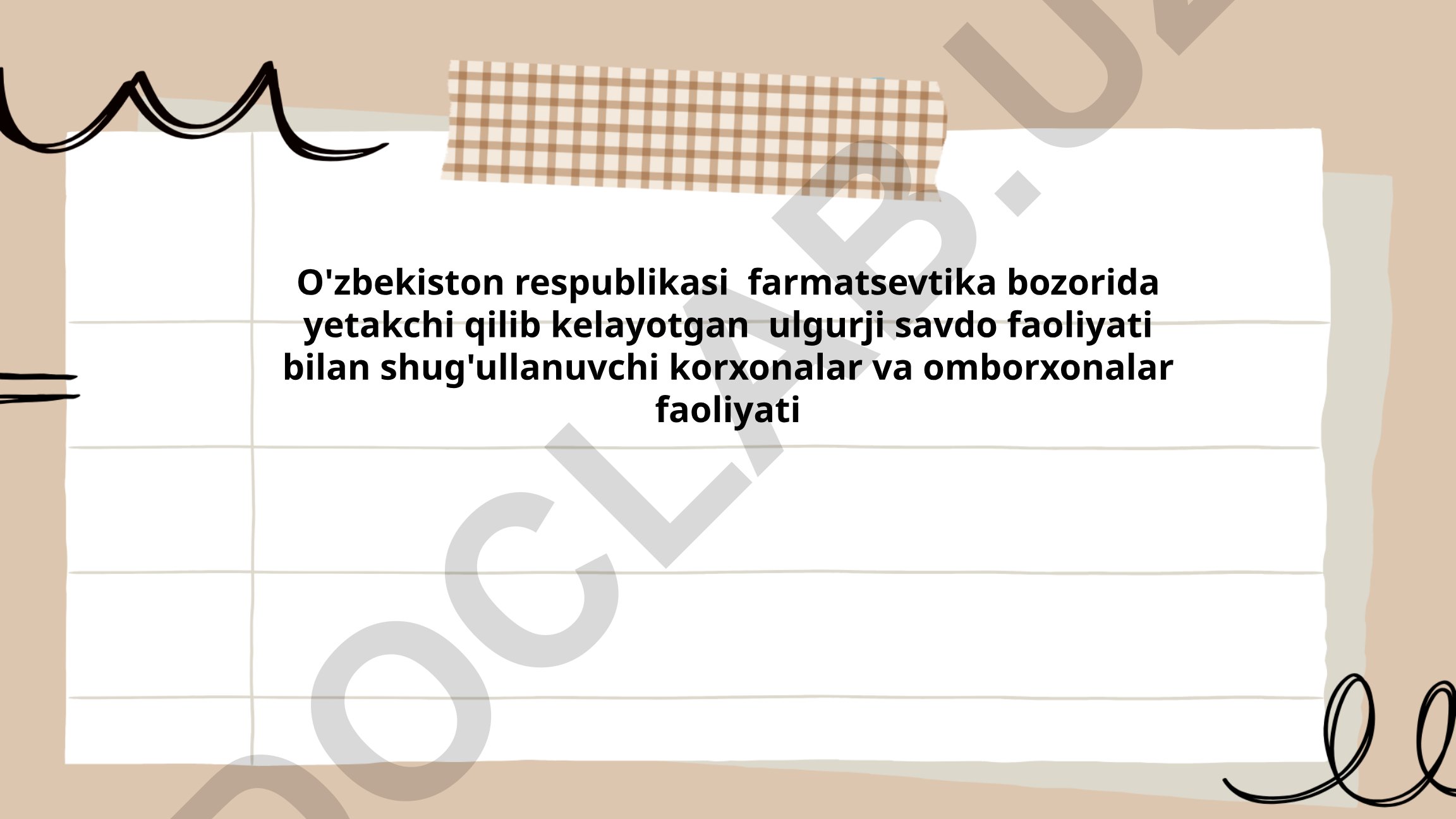O'zbekiston farmatsevtika bozorida ulgurji savdo korxonalari va omborxonalar faoliyati