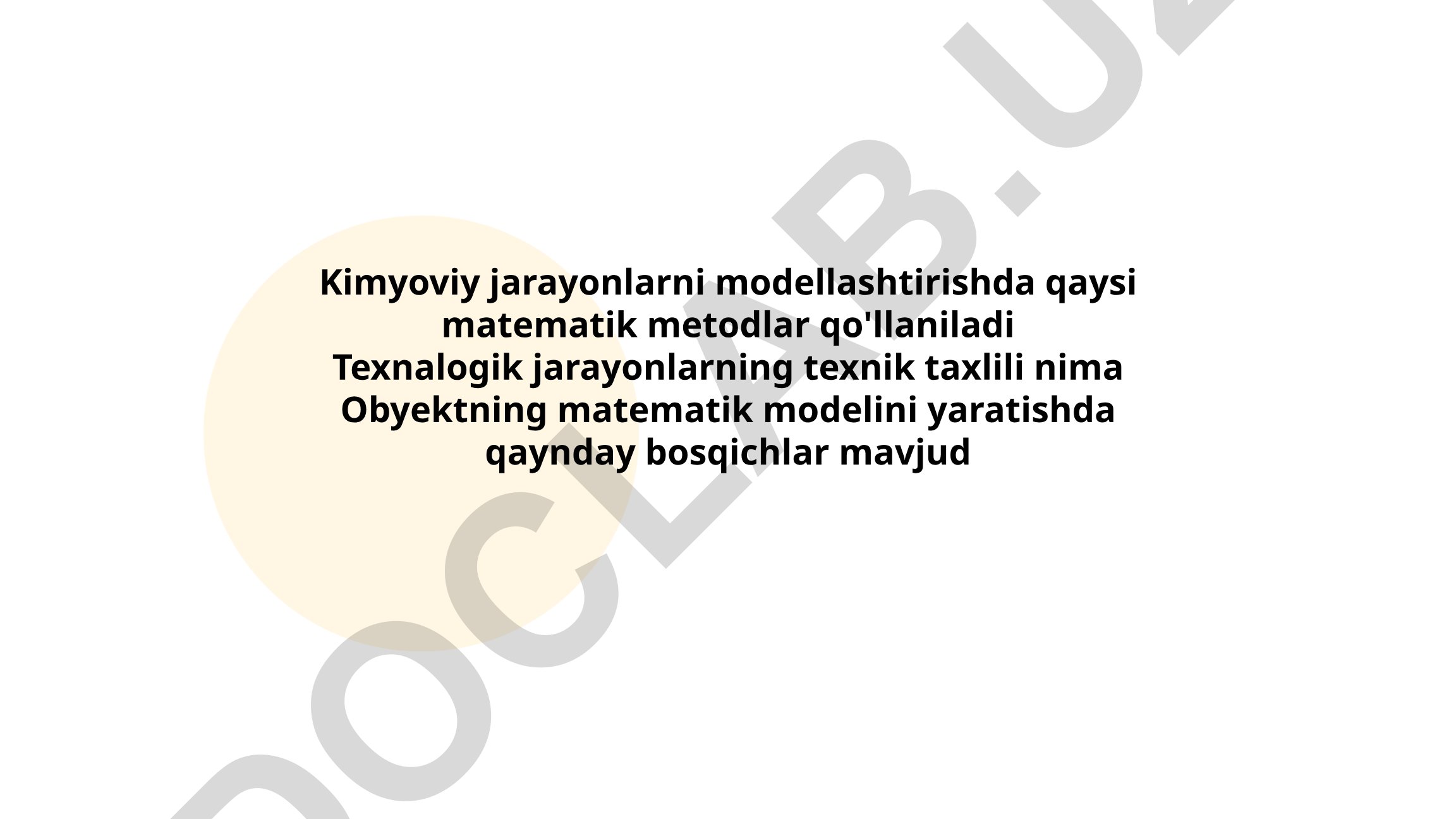 Kimyoviy jarayonlarni modellashtirishda matematik metodlar