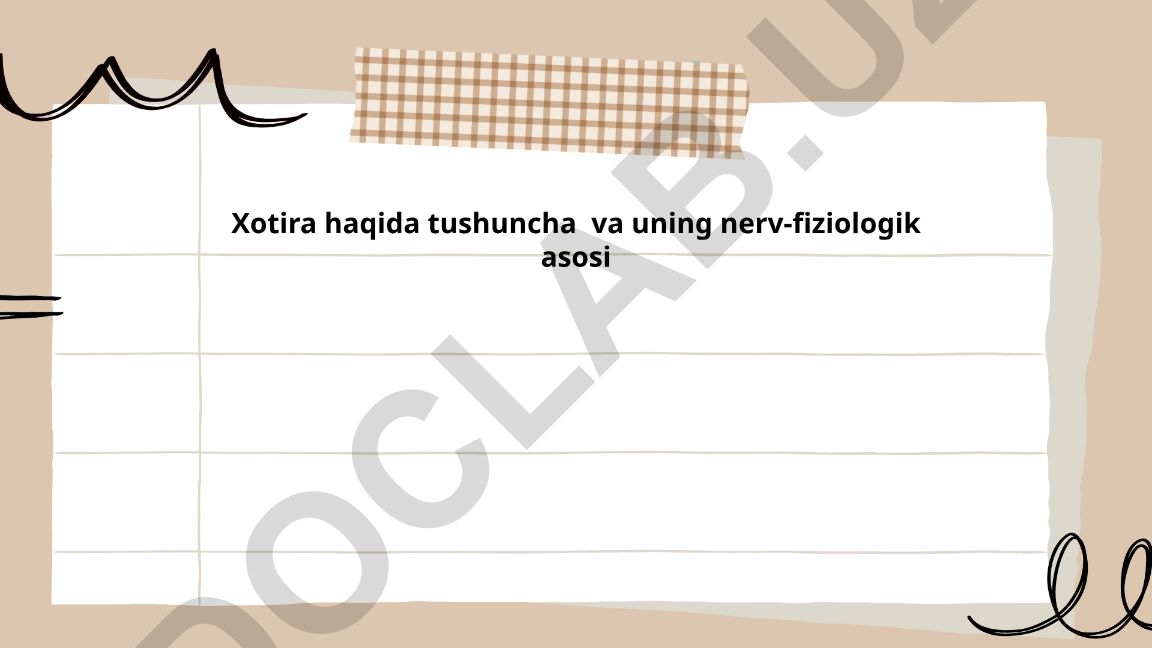 Xotira haqida tushuncha va uning nerv-fiziologik asosi