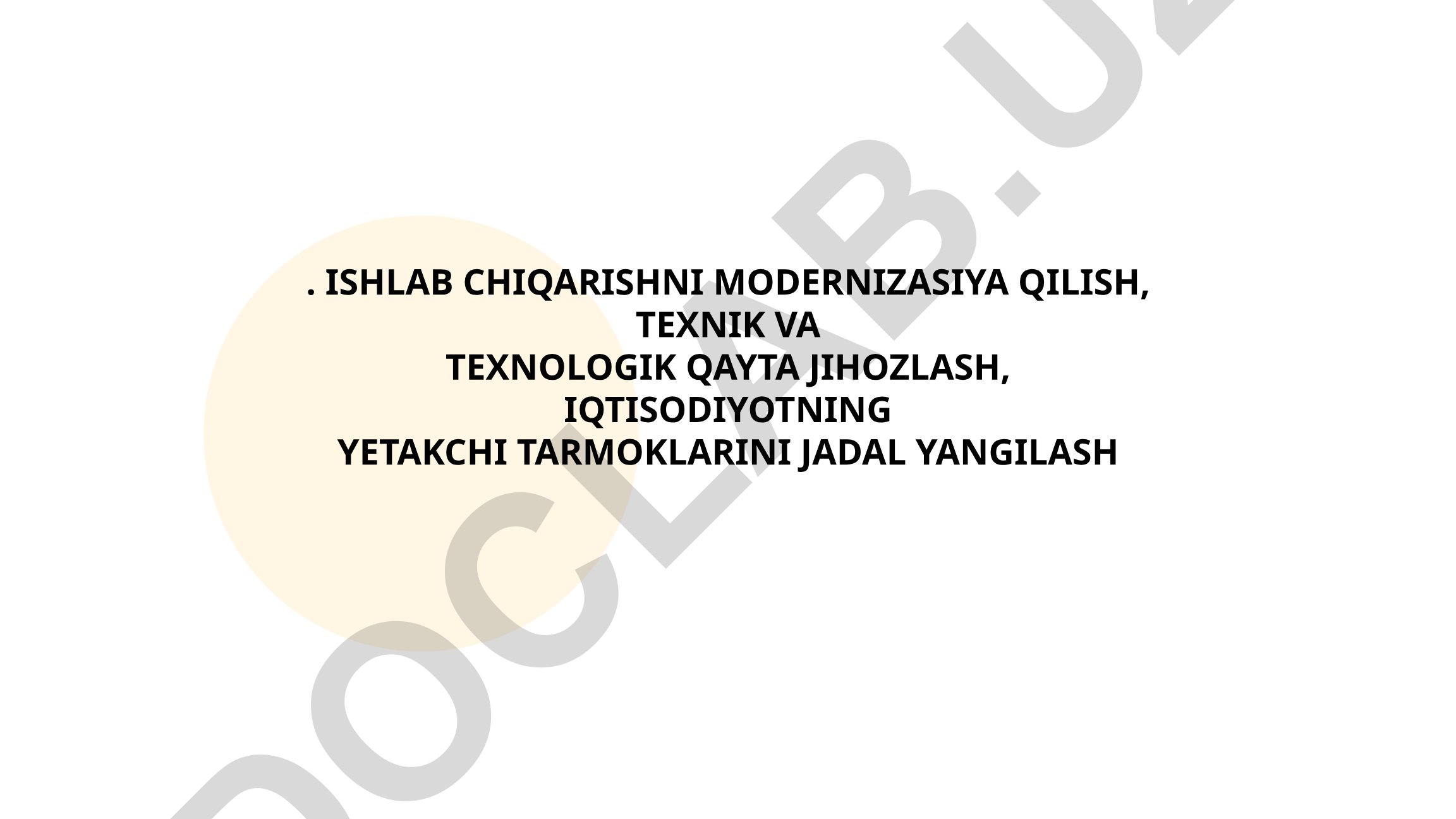 Ishlab chiqarishni modernizasiya qilish va texnologik yangilash